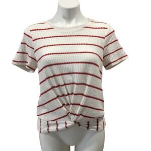 Altar'd State Twist Front Tee Sz S Short Sleeve White and Red Stripe T-Shirt